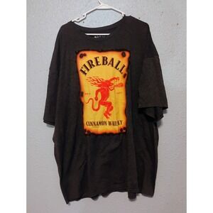 Fireball Cinnamon Whiskey Men's T-Shirt 3XL Short Sleeve Gray Logo Tee Drink Bar